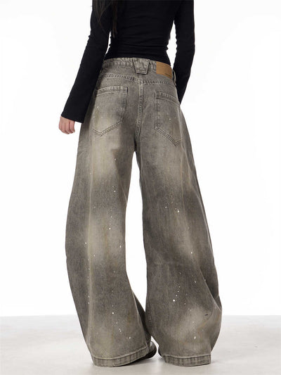 Pantalones Vaqueros Retro Splash Ink Machete para Pareja - Image 4