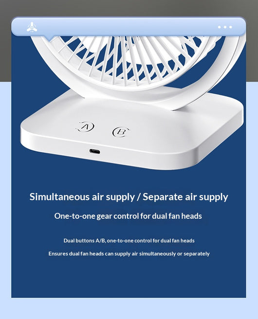 Ventilador Eléctrico Doble Capa USB Recargable de Dos Cabezales - Image 28