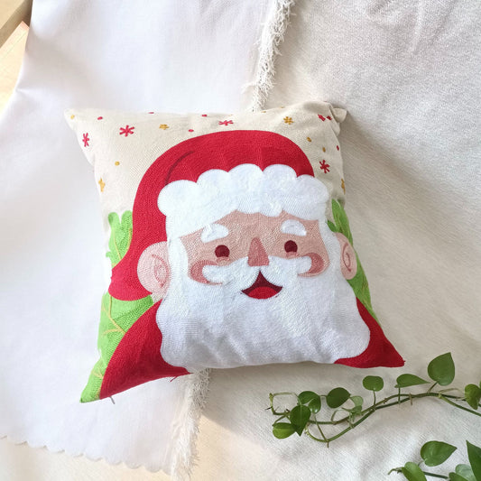Funda de Almohada con Bordado Navideño Estilo Caricatura