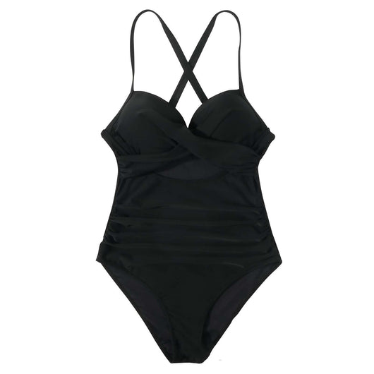 Traje de Baño de Talla Grande para Mujer con Hombros Descubiertos y Estampado Multicolor - Image 17
