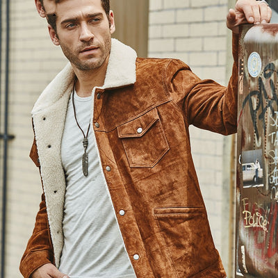 Chaqueta Acolchada de Algodón y Cuero Genuino para Hombre - Image 7