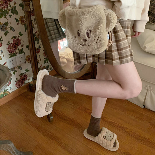 Pantuflas Cómodas de Oso para Mujer - Algodón Cálido Otoño e Invierno