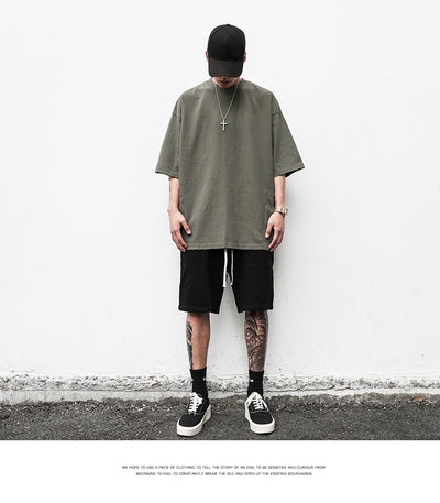 Camiseta Casual Americana de Manga Corta con Bolsillo y Orilla Deshilachada para Hombre - Image 31