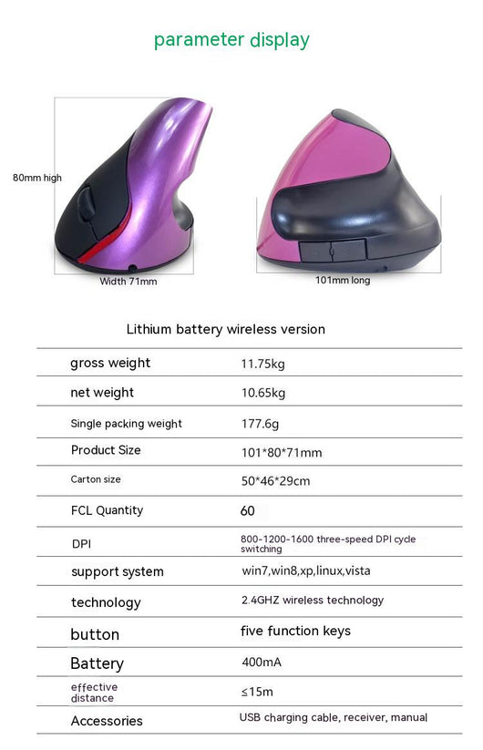 Ratón Ergonómico Vertical Inalámbrico con Batería Recargable - Image 16