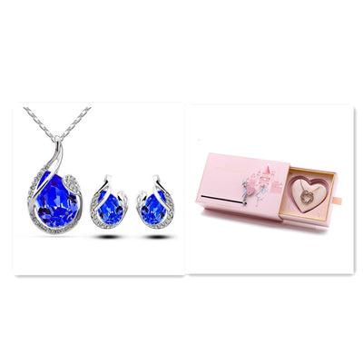 Juego de 3 Collares con Aretes de Cristal Brillante - Joyería Elegante Forma Gota de Agua para Mujer - Image 7