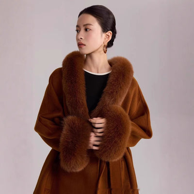 Abrigo de Lana Reversible con Pelo de Zorro Real - Elegancia Otoño Invierno - Image 6