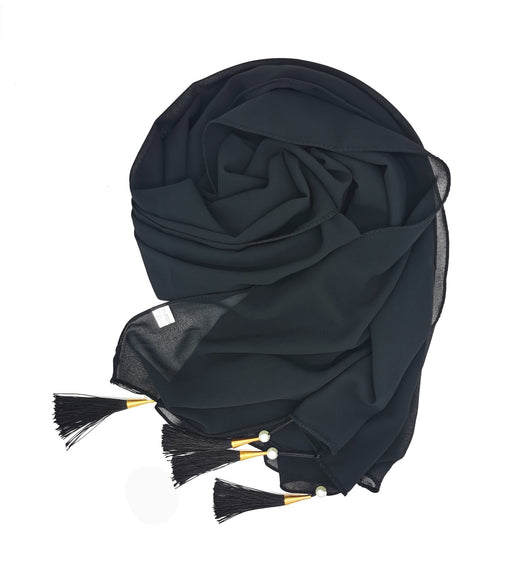 Hijab Elegante con Borlas en las Cuatro Esquinas - Image 8