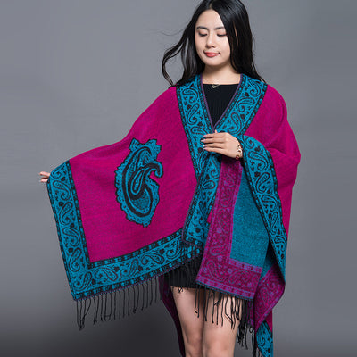 Poncho Étnico Nepali Extra Grande Acolchado para Otoño e Invierno - Image 3