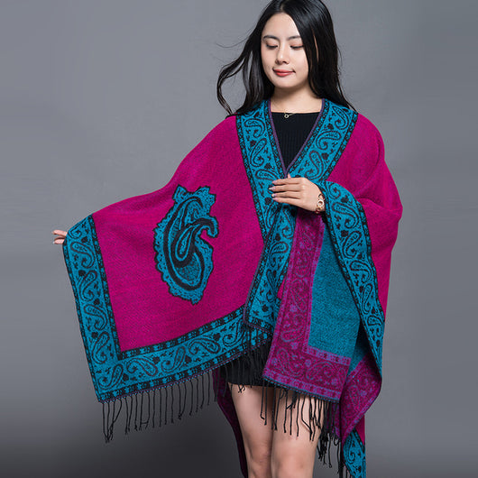 Poncho Étnico Nepali Extra Grande Acolchado para Otoño e Invierno - Image 3
