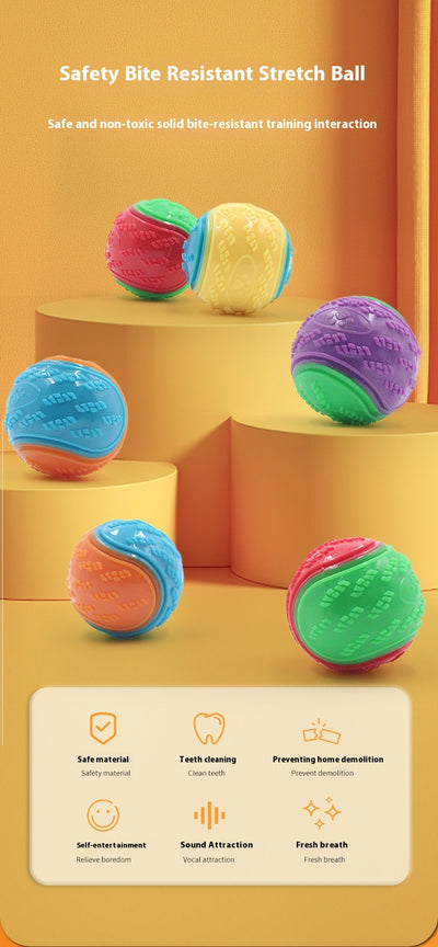 Orange and blue two-tone pet toy ball with textured surfaces for dog molar cleaning and training. - Image 19