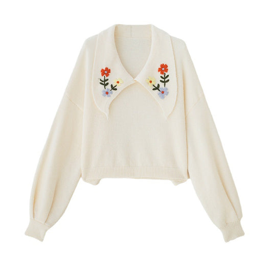 Suéter Bordado Floral Holgado para Mujer - Image 6