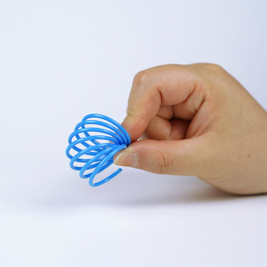 Four colorful plastic spring cat toys in blue, green, yellow, and pink on a white background. - Image 12
