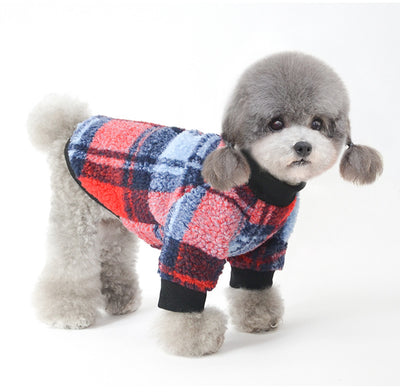 Camisa Cuadriculada Acolchada en Terciopelo para Mascotas - Image 5