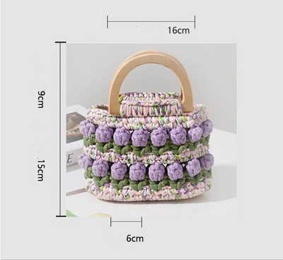 Bolso Tejido a Mano con Flores de Crochet - Diseño Tulipanes - Image 13