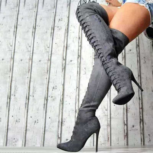 Botas Stiletto Largas de Gamuza para Mujer - Elegancia y Sofisticación - Image 10