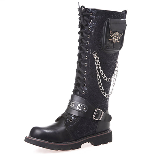 Botas Altas Hombre Estilo Rock Punk Caña Larga Frosted Locomotive - Image 5