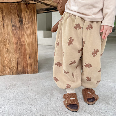 Pantalones Térmicos Deportivos con Estampado Oso para Niños y Niñas