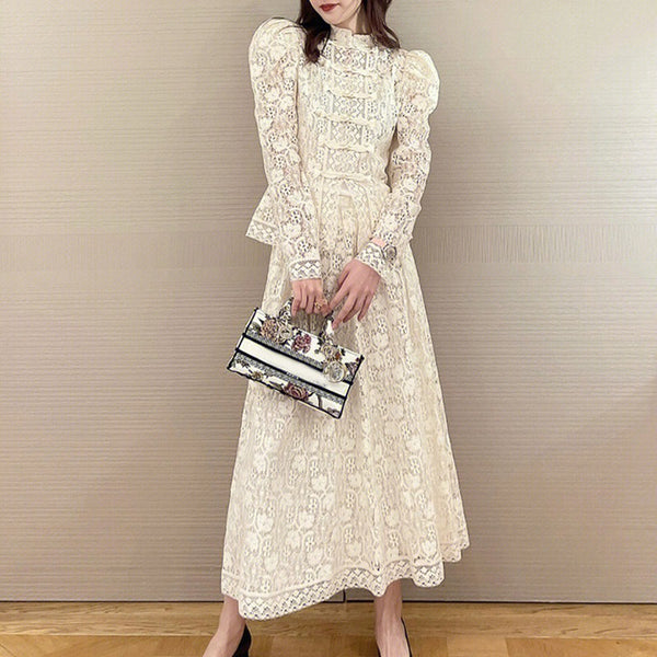 Vestido Blanco de Encaje Estilo República de China - Conjunto de Dos Piezas Retro