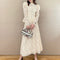 Vestido Blanco de Encaje Estilo República de China - Conjunto de Dos Piezas Retro