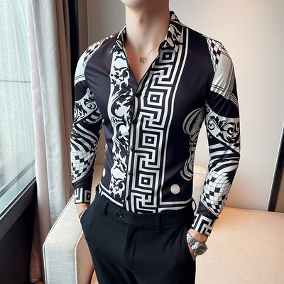 Camisa Manga Larga Estampada Slim Fit para Hombre - Image 3