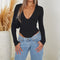 Blusa Casual Ajustada de Manga Larga en Colores Lisos