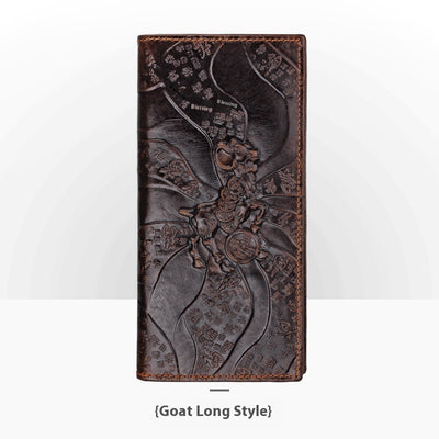 Cartera de Cuero Artesanal Grabada Retro para Hombre - Image 38