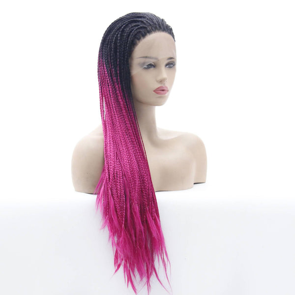 Peluca Morada Trenzada Doble para Mujer Estilo Europeo