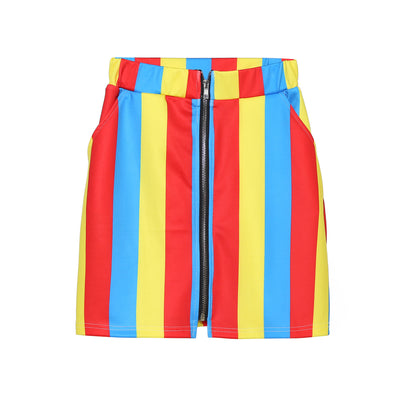 Falda Cintura Alta A-línea con Rayas de Color y Bolsillos con Cierre - Image 11