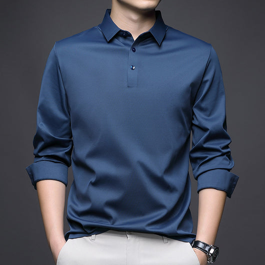 Camisa Manga Larga Cuello Solapa Sin Costuras Jinammonia para Hombre - Image 7