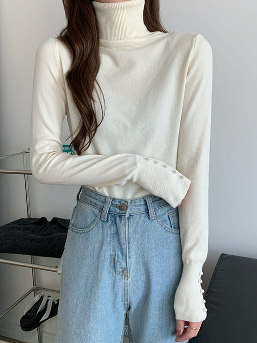 Blusa Tejida Cuello Alto Estilo Occidental Moderno - Image 3