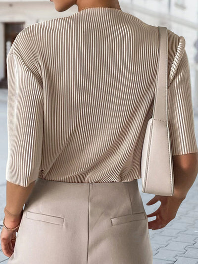 Blusa Tejida Slim con Mangas Abullonadas y Rayas Verticales - Image 12