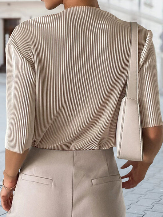 Blusa Tejida Slim con Mangas Abullonadas y Rayas Verticales - Image 12