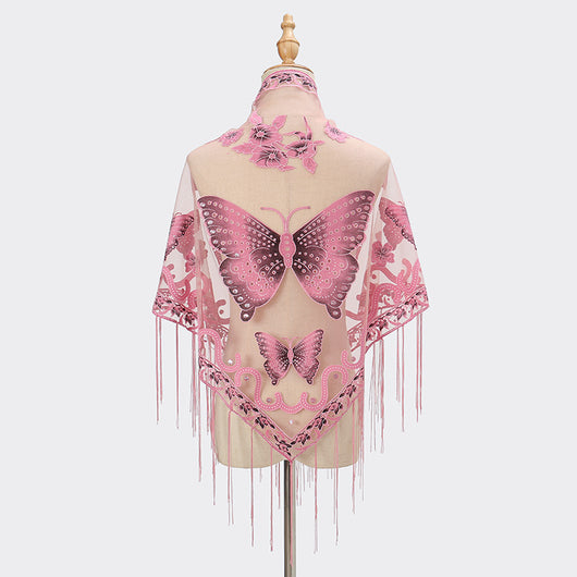 Pañuelo Triangular Calado con Encaje Elegante para Mujer - Image 10