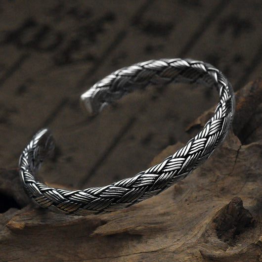 Pulsera de Plata Tejida a Mano con Diseño Vintage Retorcido - Image 9
