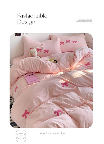 Funda Nórdica de Algodón Suave con Bordado de Corazón y Lazo para Niña - Image 24