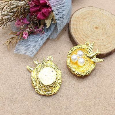 Dije Vintage de Aleación Nido de Pájaro Plata Antigua DIY - Image 11
