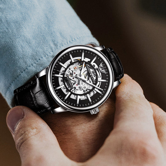 Reloj Mecánico Deportivo Impermeable con Esfera Calada y Luz Nocturna para Hombre - Image 9
