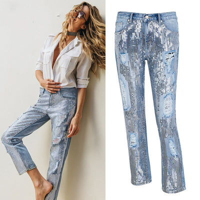 Pantalón Denim Recto Cropped de Tiro Medio para Mujer - Image 20