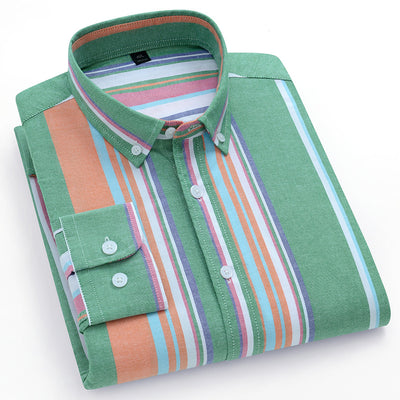 Camisa Oxford de Algodón a Rayas Antirruga para Hombre - Image 17