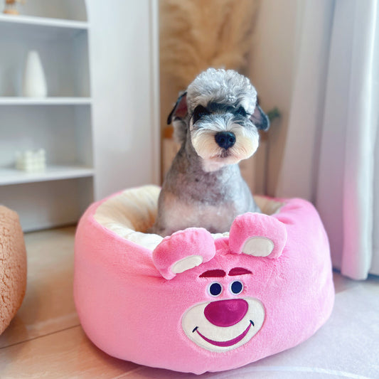 Cama Redonda para Mascotas Peluche Cuatro Estaciones - Nido Cómodo Diseño Panda Rojo - Image 2