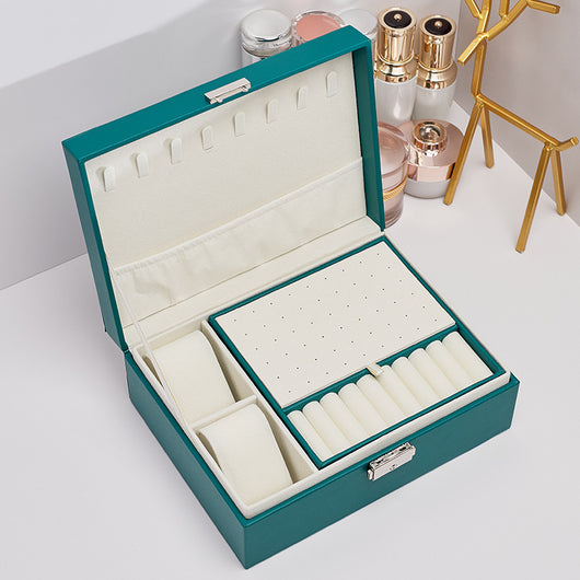 Caja Organizadora de Joyas y Relojes en Cuero PU Doble Capa - Image 11