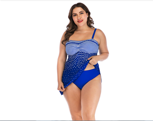 Traje de Baño Talla Grande con Falda Dividida y Braguetas de Seguridad - Image 11