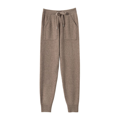 Pantalones de Punto Otoño-Invierno para Mujer, Cintura Alta Drapeado Elegante Efecto Adelgazante