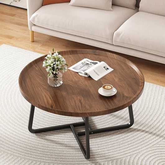 Mesa de Centro Redonda Madera Maciza Lujo Minimalista para Sala - Image 4