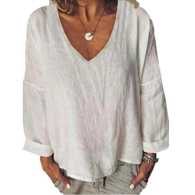 Camiseta Manga Larga Cuello V Colores Sólidos - Image 5