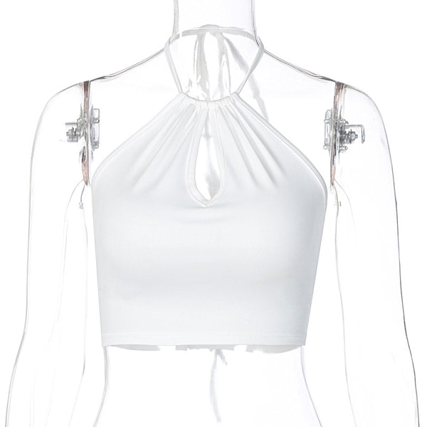 Camiseta Halter Ajustada en Colores Sólidos - Image 4