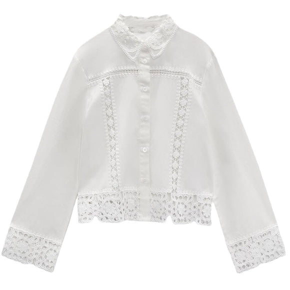Blusa Tejida Vintage con Botones y Mangas Largas para Mujer
