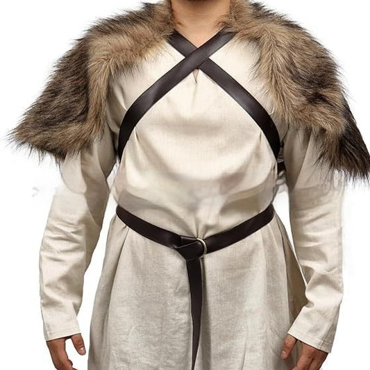 Traje Vikingo Completo con Capa, Chal y Botas de Lana Artificial