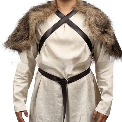 Traje Vikingo Completo con Capa, Chal y Botas de Lana Artificial