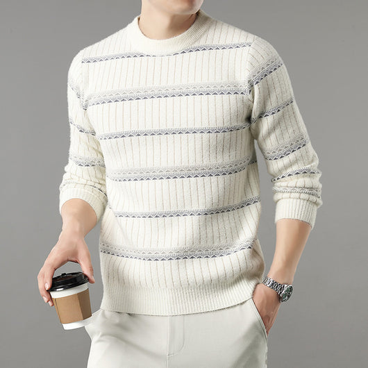 Suéter Grueso de Cuello Redondo para Hombre con Forro Polar y Textura de Visón Sintético - Image 3